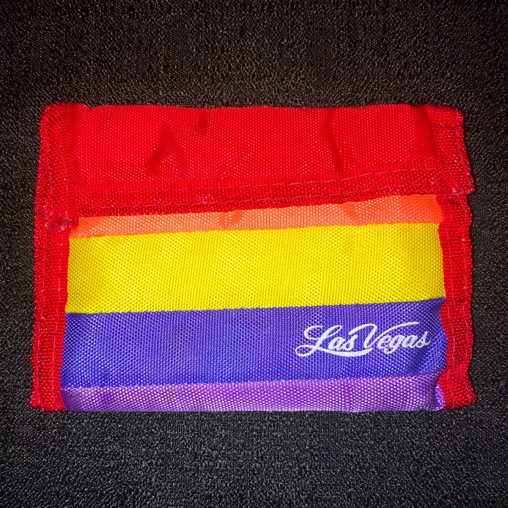 Vintage Tri-Fold Velcro Rainbow Las Vegas Wallet